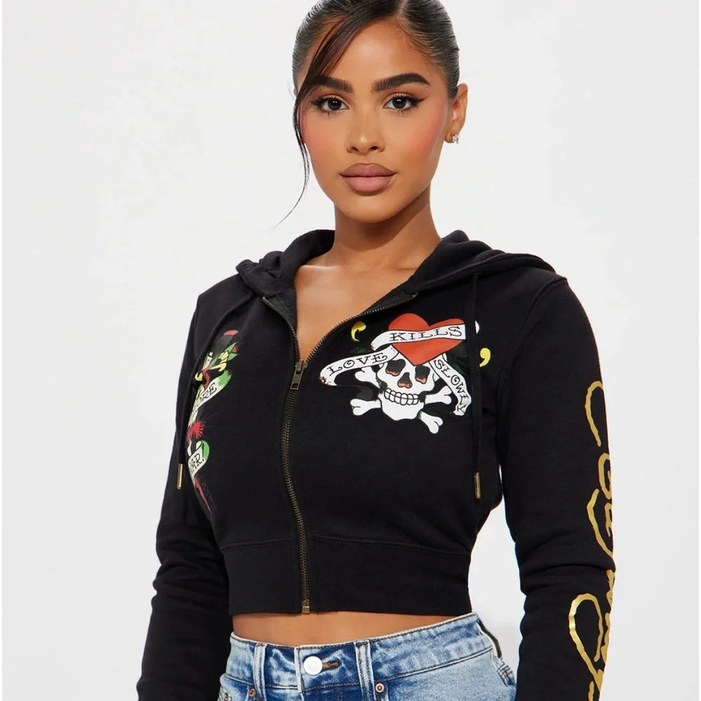 LAST CHANCE - Ed Hardy Cropped Hoodie - Picture 1 of 4